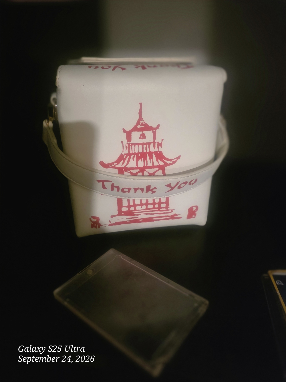 White 'Thank You' Pagoda Crossbody Bag